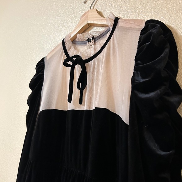 Chelsea Violet Size XL Dress Black Velvet Mesh Puff Babydoll Goth Sophie Maid - Picture 12 of 16